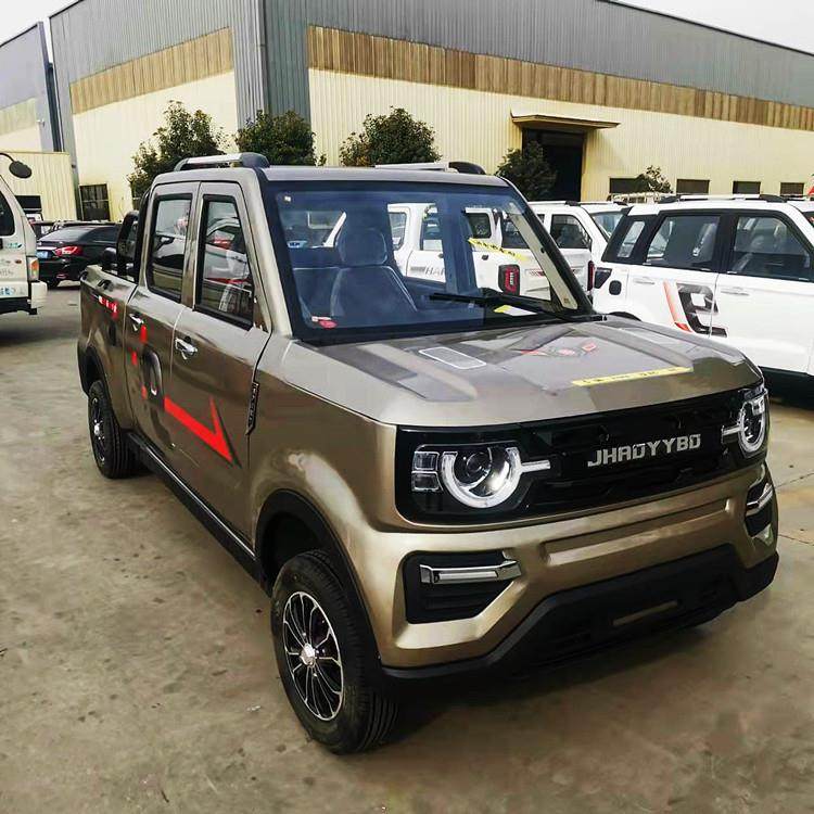 成人代步四轮带斗老年车烈马双排电动皮卡油电两用家用载货车