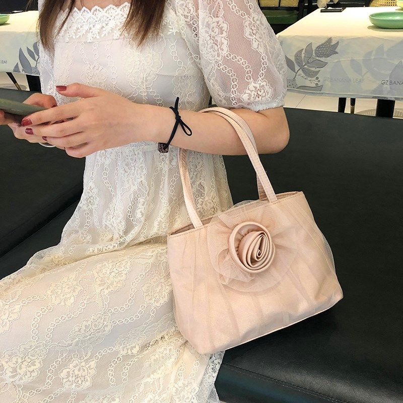 夏季复古温柔仙女包超仙单肩手提腋下配裙子小包蕾丝网纱新款包潮
