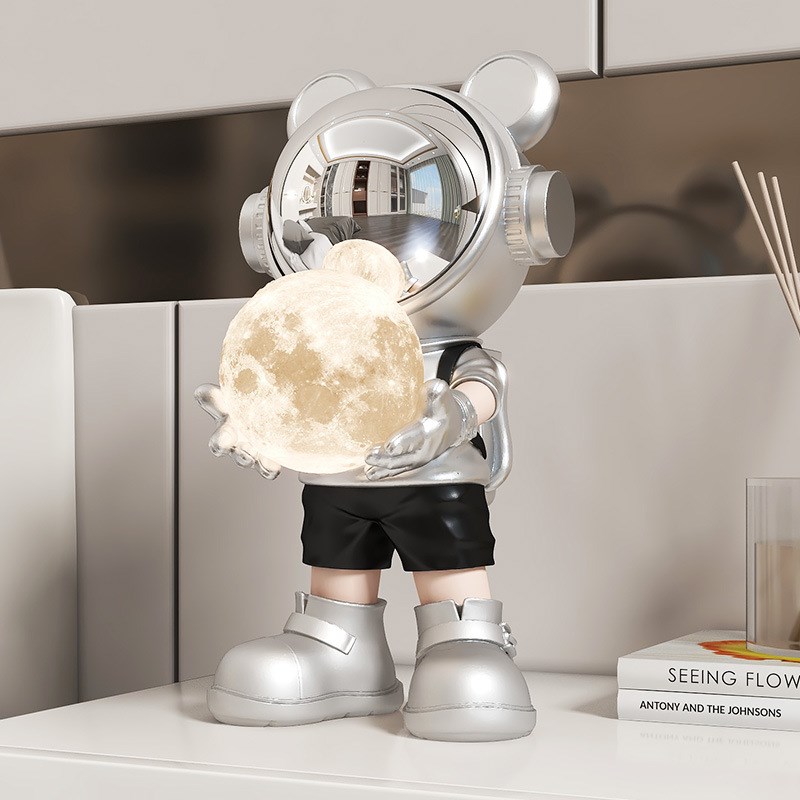 宇航员摆件轻奢高级感酒柜卧室床头装饰工艺品睡眠氛围电池小夜灯