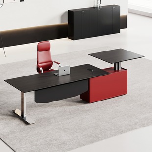 电动升降老板桌单人黑色办公桌椅组合工作台高级感班台经理总裁桌