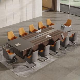 大型会议桌长方形桌子接待洽谈桌6-20人办公室会议室开会桌椅组合