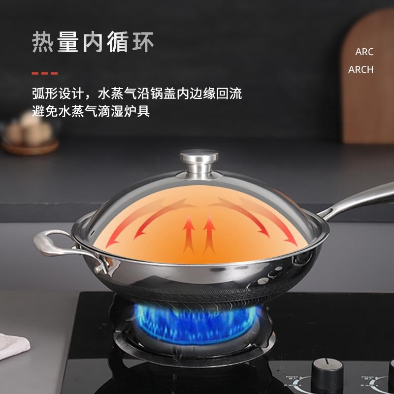 全钢加厚不锈钢锅盖家用炒菜锅盖通用平底锅炒锅锅盖30cm32cm34cm