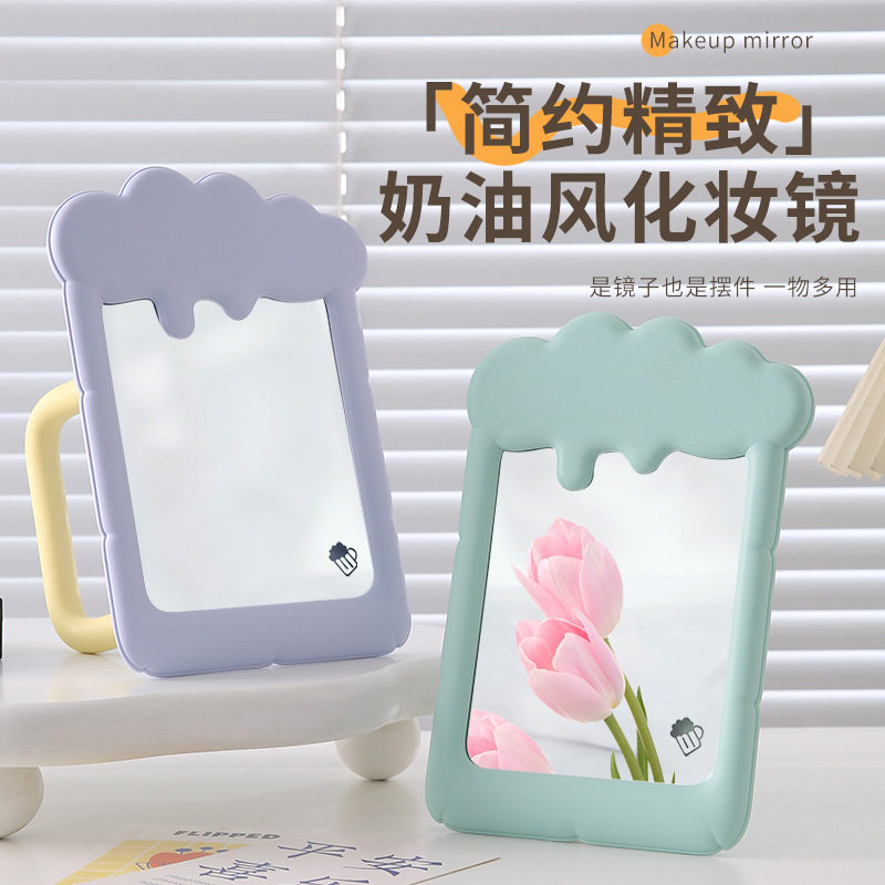塑料台式化妆镜家居桌面镜子家用梳妆台镜随身折叠镜子便携镜外贸