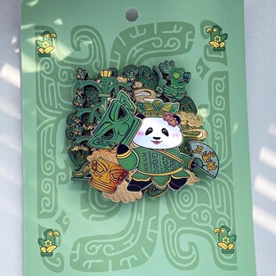 三星堆熊猫冰箱贴互动木质多层青铜面具可动磁贴熊猫周边文创礼品