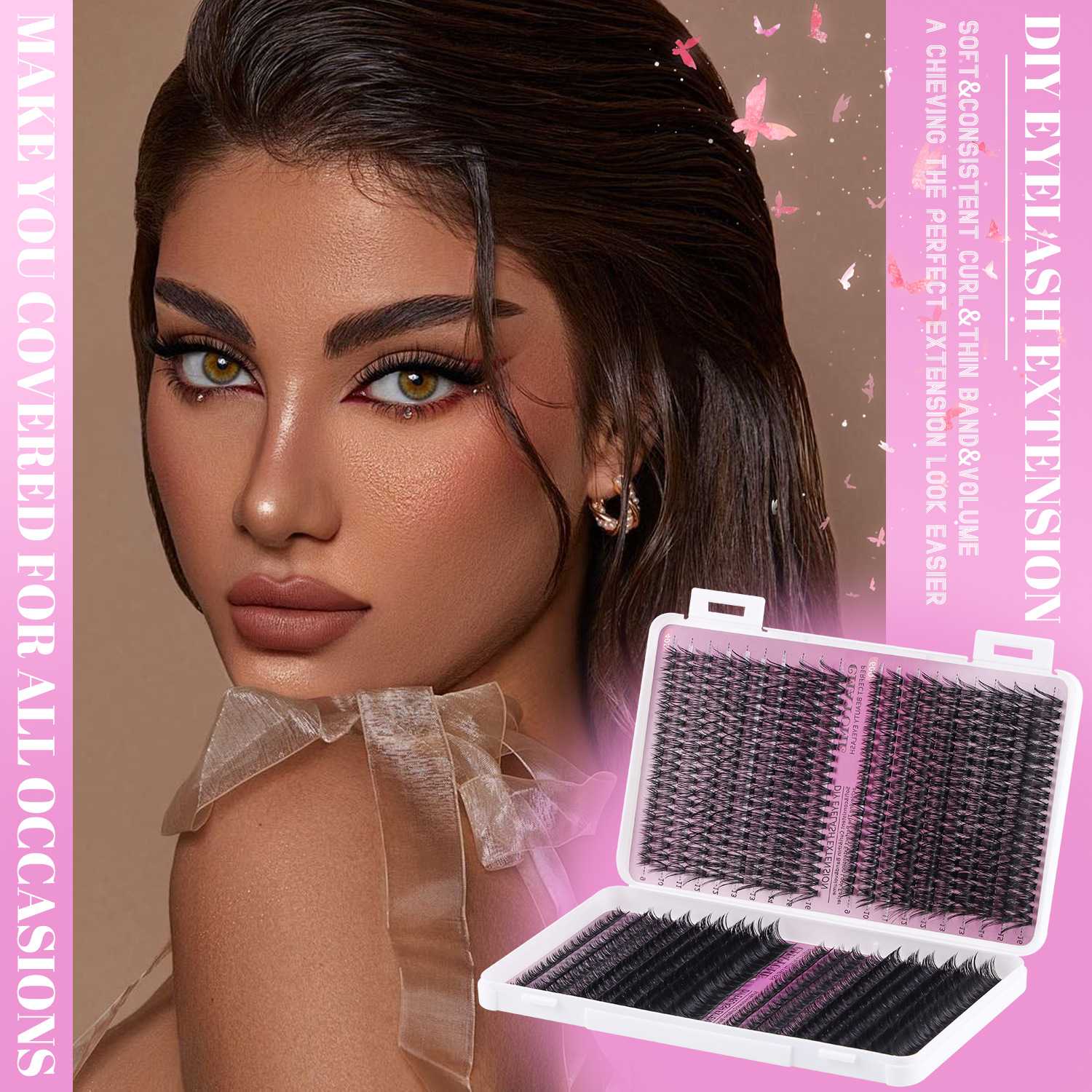 假睫毛书自然大容量800簇分段DIY朵毛9-16mm浓密D曲假睫毛书