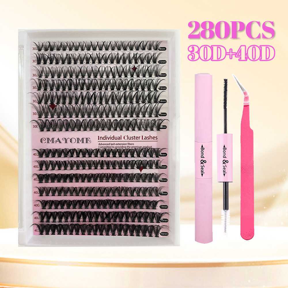 假睫毛D曲DIY分段式簇状眼睫毛30D40D浓密卷翘自然假睫毛套装