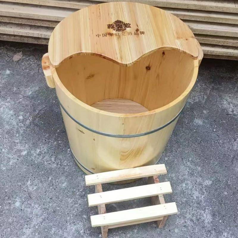 【折扣价】40cm高洗脚木桶杉木足三里泡脚桶泡脚桶过小腿带盖家用