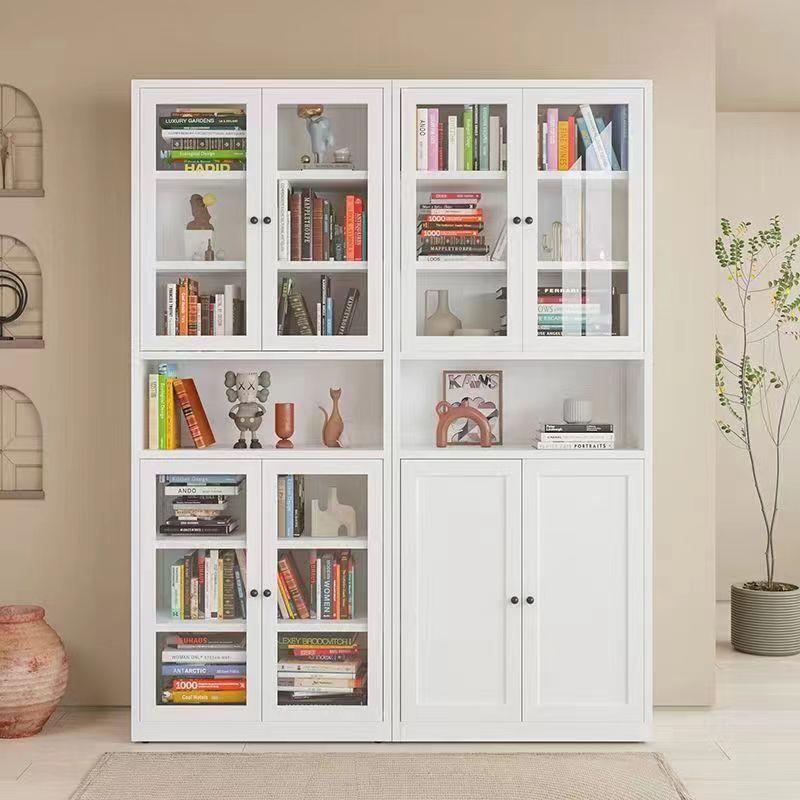 钢制家用书柜带门防尘玻璃门展示柜客厅储物柜儿童绘本收纳柜落地