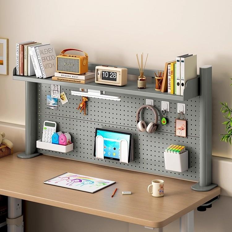 升级款学习桌面洞洞板置物架多层收纳架宿舍电脑桌上家用铁艺书架