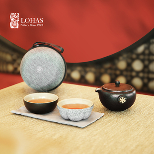 陶瓷茶具知足常行组随手泡快客杯一壶两杯户外茶器