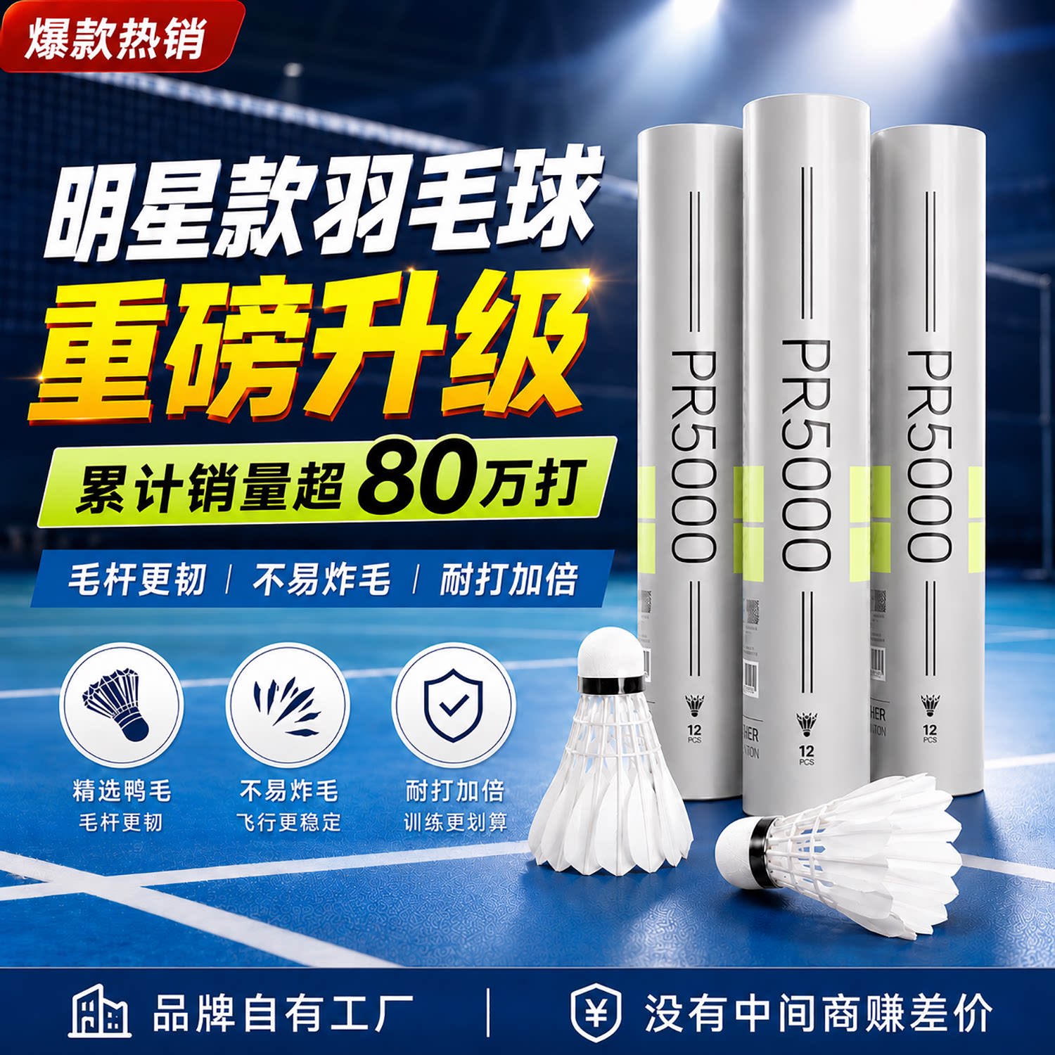 南极风PR5000鹚鸪鸭毛羽毛球耐用