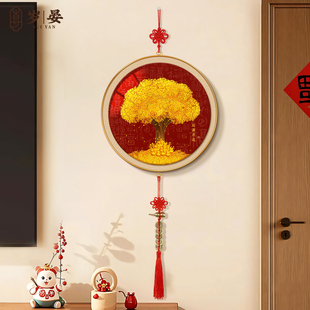 发财树客厅高档挂件2026年新款春节氛围感挂饰马年入户门招财挂画