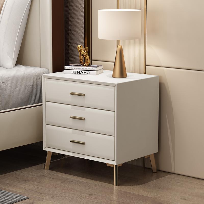 【折扣价】网红轻奢床头柜简约现代家用卧室实木岩板储物柜小型床