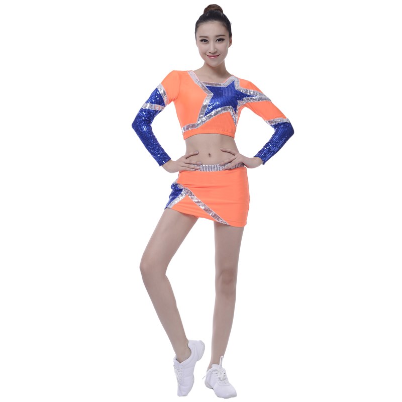 健美操服装演出服院校学生广播体操舞台装亮片啦啦操短裙套装定制