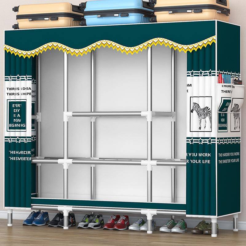 【折扣价】衣柜家用卧室简易布衣柜全钢架加粗加厚出租房钢管组装