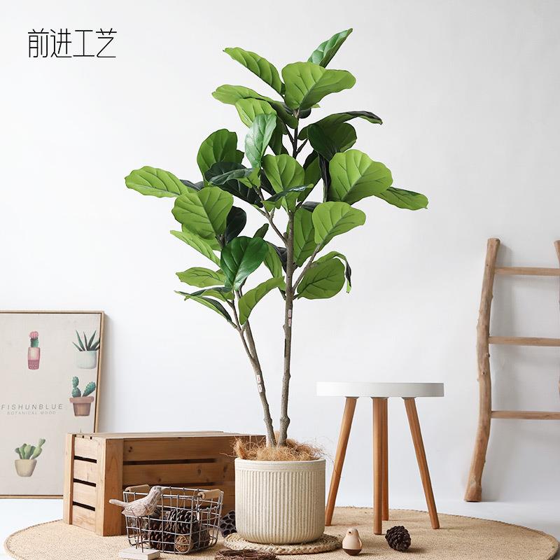 【折扣价】高端仿真植物盆栽琴叶榕假绿植大型盆景室内落地摆件家