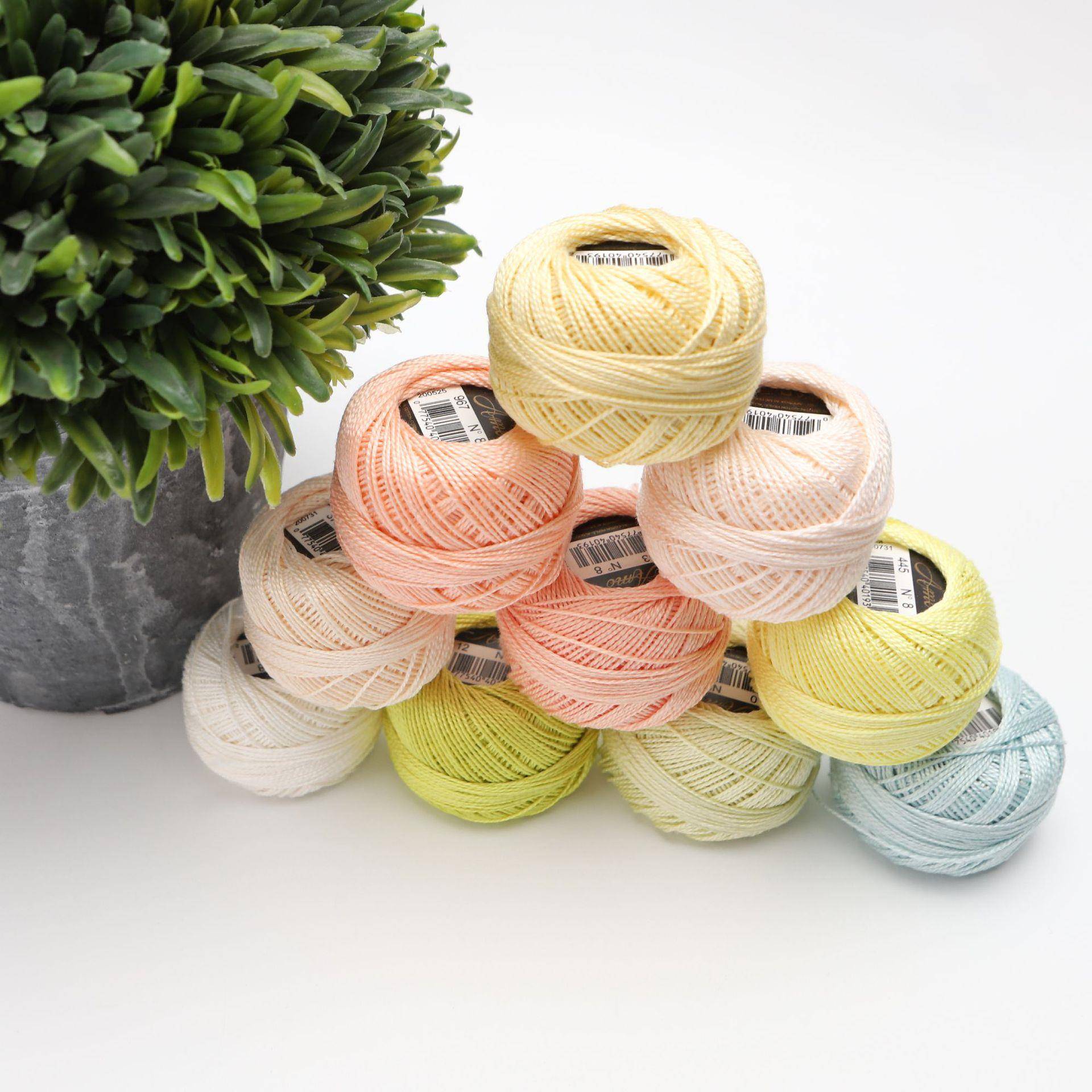 【折扣价】8号烧毛丝光埃及长绒纯棉蕾丝线手鞠球绣线钩编线80色5