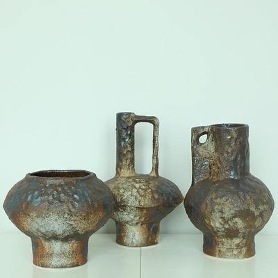 手工民宿ins风侘寂风摆件陶瓷花瓶粗陶瓶插花复古陶器装饰
