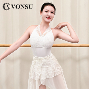 【洛桑同款体服】梵舒芭蕾体服舞蹈练功服女艺考高端V领蕾丝B6913