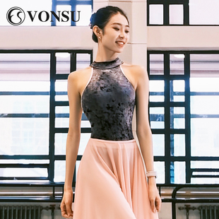 VONSU芭蕾舞练功服舞蹈体服艺考挂脖钻绒拼接芭蕾体服练功体操服