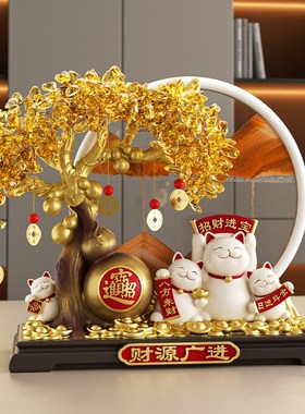 发财树流沙画葫芦招财猫摆件客厅店铺前台装饰品乔迁新居开业礼物