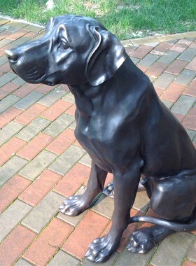 看门犬迎宾狗宠物犬坐地大狗守护犬铜雕塑酒店会所庭院摆件装饰品