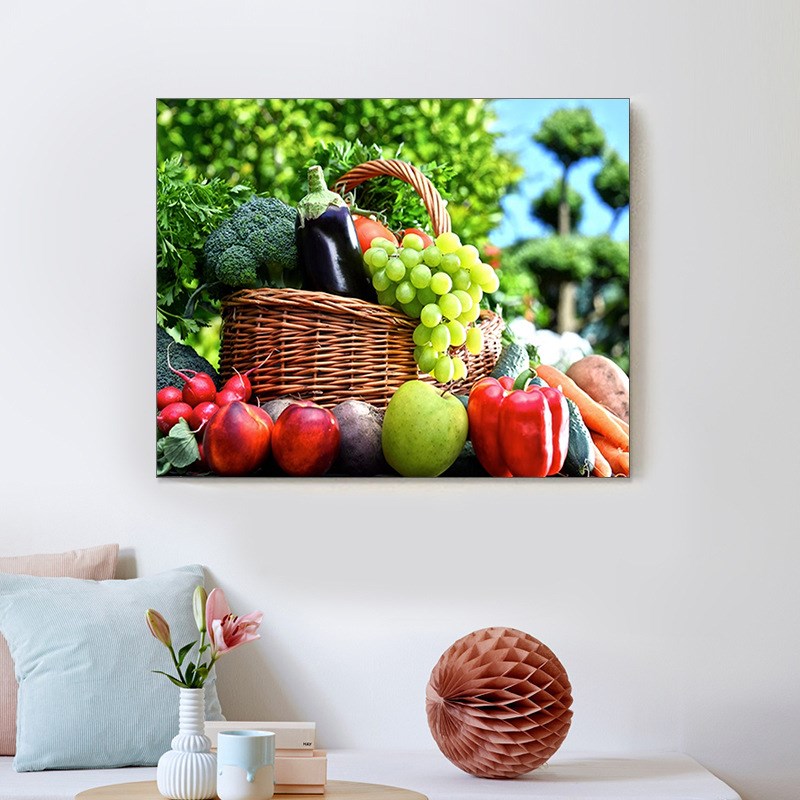 厂家直销 新款满钻钻石画 餐厅钻石绣 点钻十字绣客厅水果蔬菜