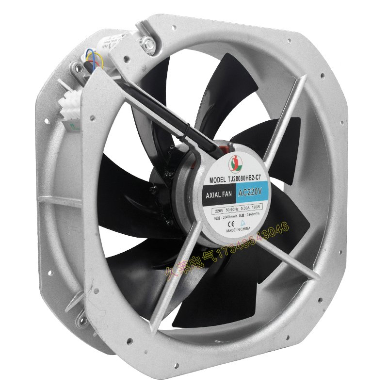 TJ28080HB2/3-C7金属轴流风机220v/380耐高温 机柜散热电箱排风扇