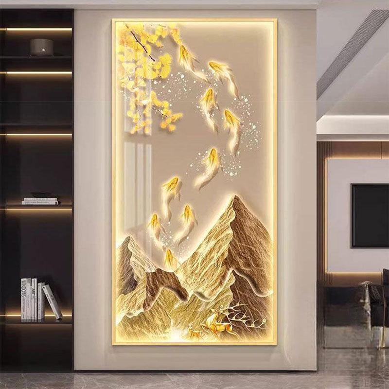 2025新款玄关高端LED灯装饰画轻奢进门生财客厅挂画走廊过道壁灯