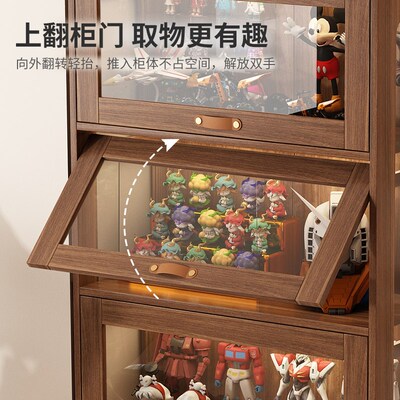 透明手办柜子模型柜实木家用陈列柜玻璃门收纳柜展览柜玩具展示柜