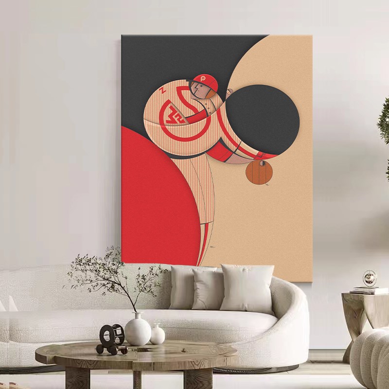 抽象人物手绘油画现代简约儿童房创意装饰画客厅体育运动肌理挂画图片