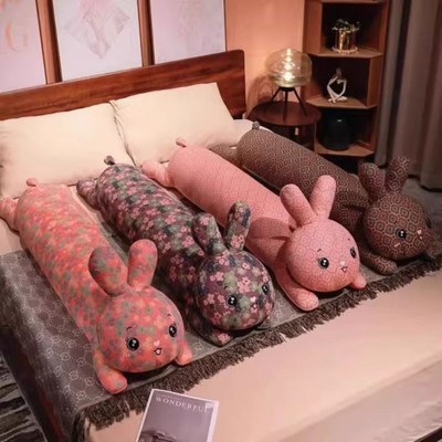 抱枕夹大号儿童腿可拆洗布娃娃女生花布兔子玩偶公仔睡觉复古长条