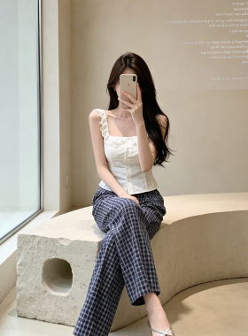 YanHe白色背心吊带女夏季外穿无袖上衣2026新款辣妹穿搭性感露背