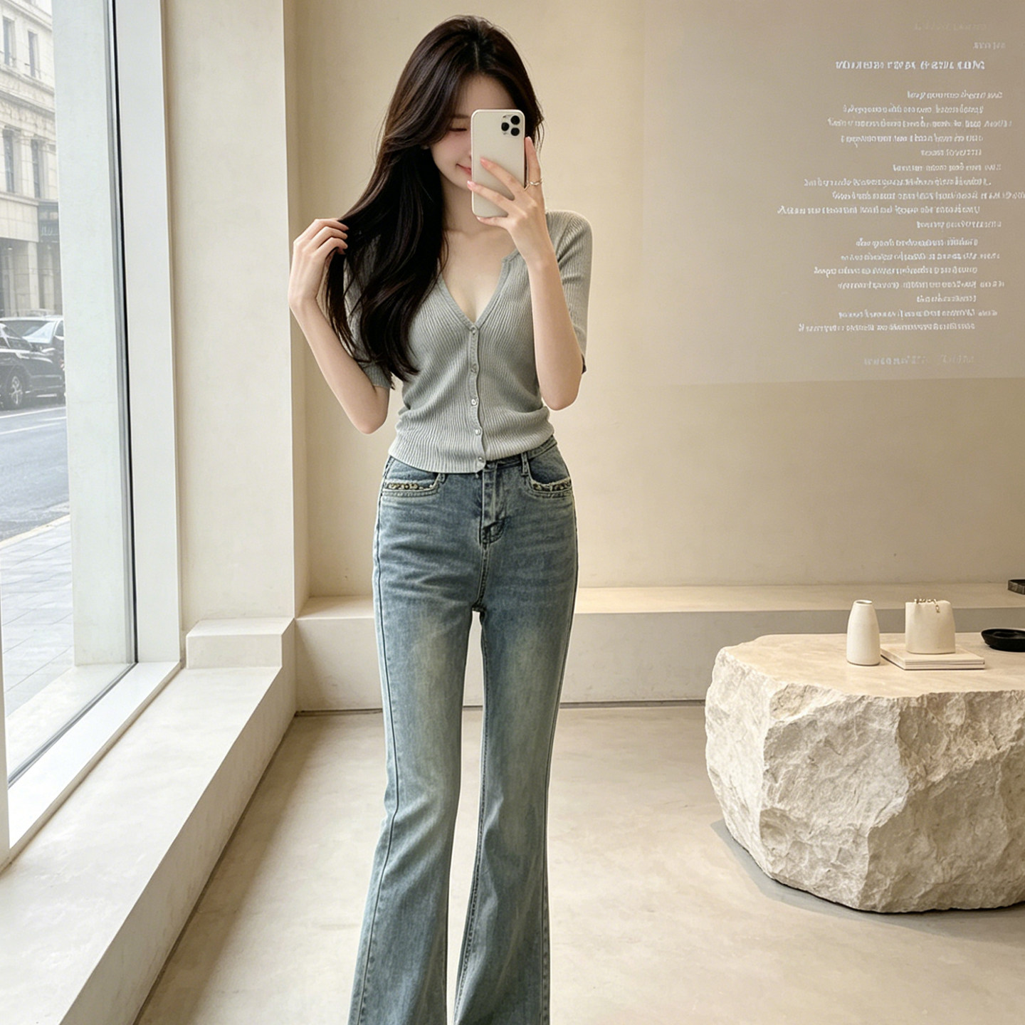 YanHe针织短袖开衫薄款上衣女2026新款高级感夏季白色设计感短款