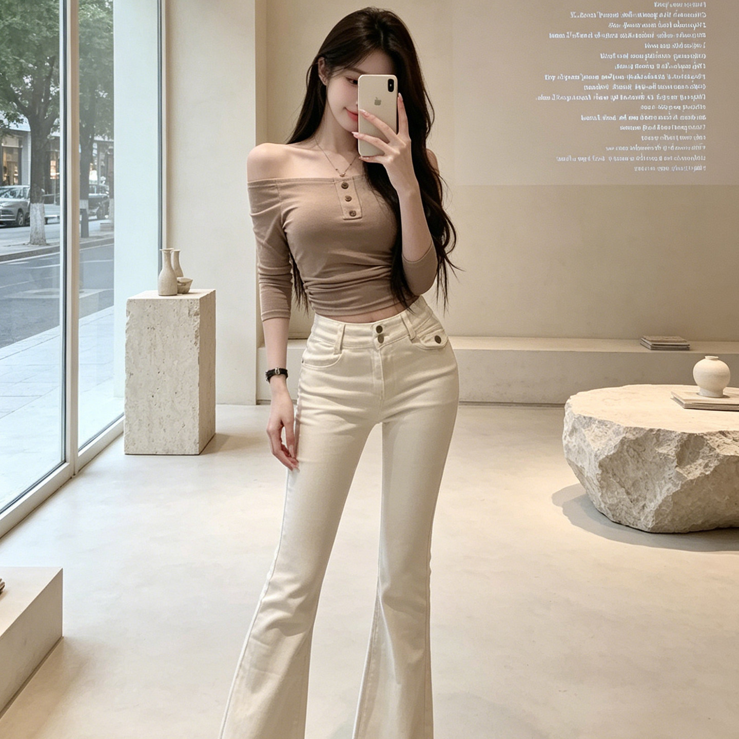 YanHe白色牛仔裤2026新款女喇叭裤高腰裤子长裤夏季薄款今年流行