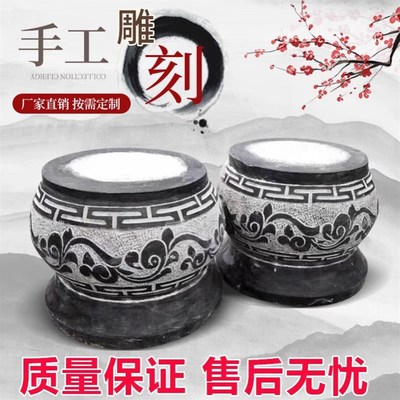 青石柱墩底座石墩子垫基石柱脚石雕柱皮圆墩空心石柱础柱顶石庭院