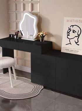 【折扣价】Tal奶油风梳妆台黑色化妆台斗柜一体梳妆台化妆镜卧室