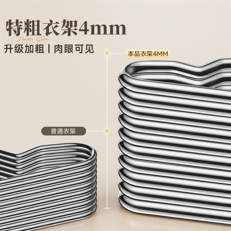 不锈钢衣架加粗加大家用挂衣服晾晒衣架子阳台宿舍实心无痕衣撑子