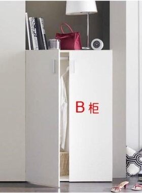 白色木质组装衣柜高低双门简易儿童挂衣柜板式成人衣橱组合两门