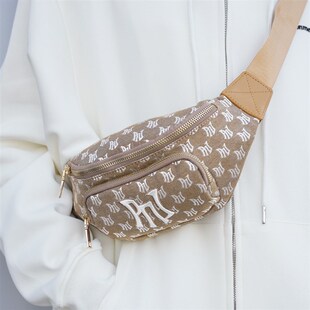 PNJ包包时尚复古满印老花胸包男女情侣运动单肩斜挎包洋基队腰包