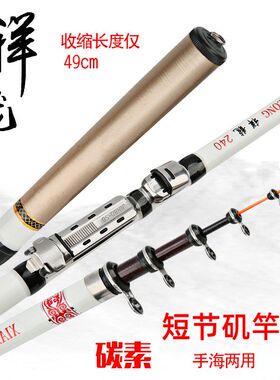 新款软尾迷你伸缩矶钓竿1米8手海两用竿收缩45厘米短节便携钓鱼竿