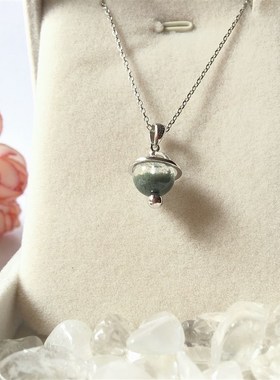 天然绿幽灵聚宝盆水晶吊坠项链女招财旺事业星球项链闺蜜生日礼物