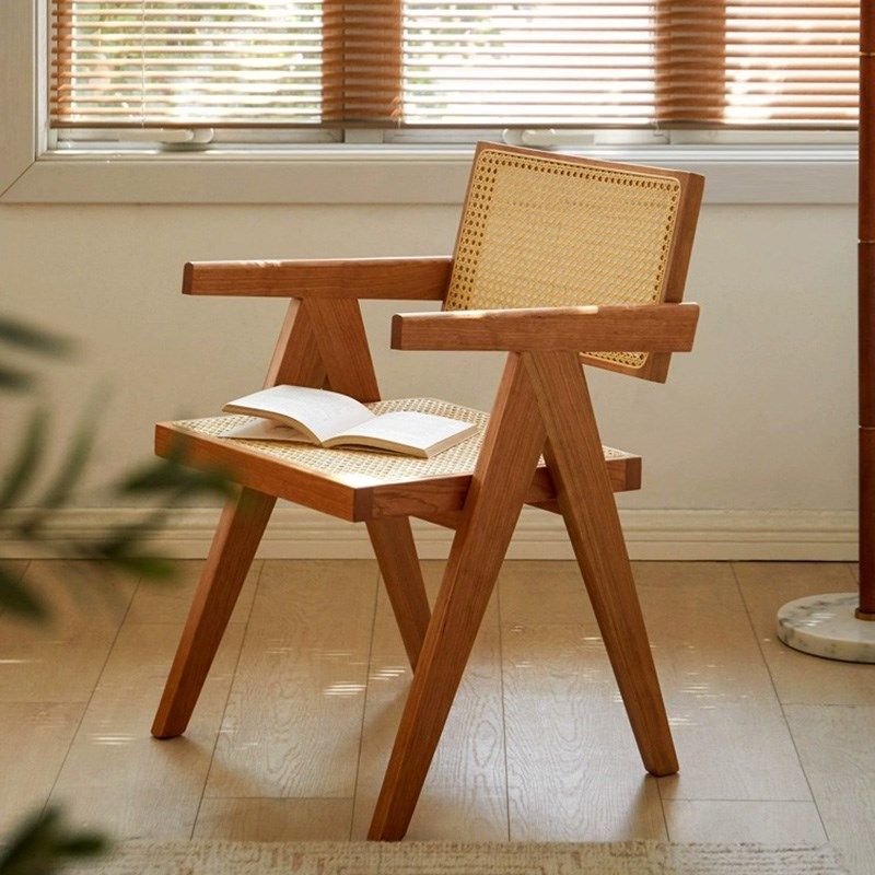 北欧实木藤编椅餐椅中古民宿餐厅家用阳台休闲咖啡厅昌迪加尔椅子,住宅家具,餐椅,淘宝优惠券,粉丝福利购,淘宝优惠卷