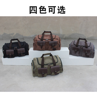 帆布手提包男拉链款复古斜挎包出门方便携带行李包打工旅行单肩包