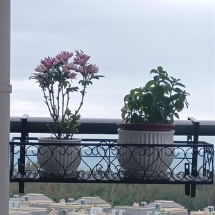 阳台置物架玻璃栏杆花架铁艺悬挂花盆架护栏窗台多肉花架子挂架