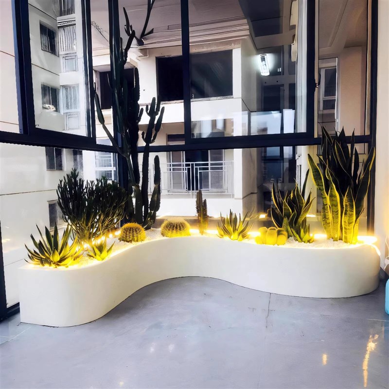 不锈钢花箱阳台庭院花槽接水盘花箱商业客厅办公种植箱可定制