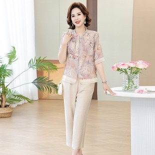 母亲节礼物送妈妈实用中国风夏季衣服套装中年婆婆岳母丈母娘50岁