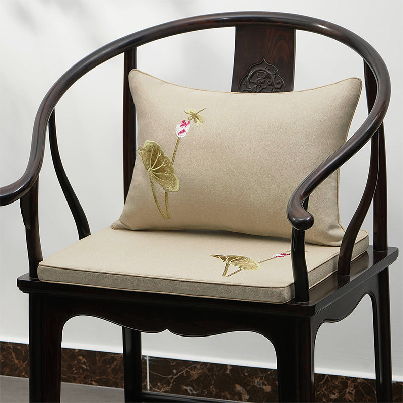中式红木沙发坐垫新中式实木椅子垫子椅垫圈椅棉麻刺绣椅子垫定制