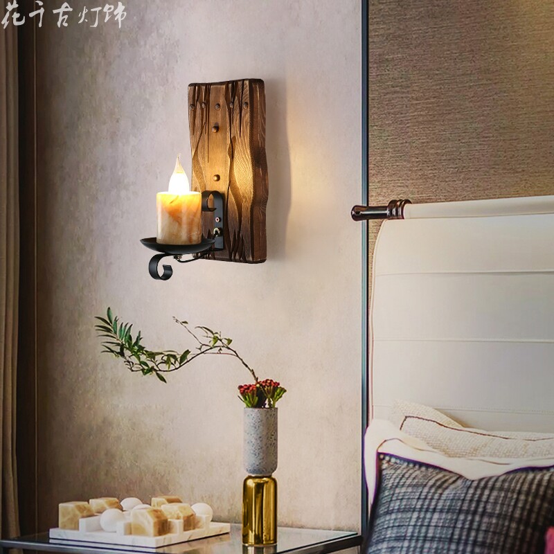 中式廊古怀旧船木壁灯马灯餐阳创意厅台走复过道仿古茶室装饰墙灯