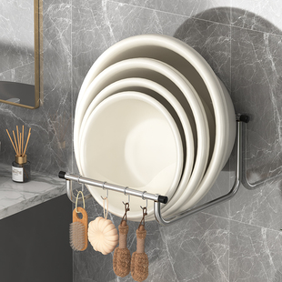 皇太后可折叠浴室免打孔脸盆架卫生间壁挂式澡盆架放盆架盆收纳架